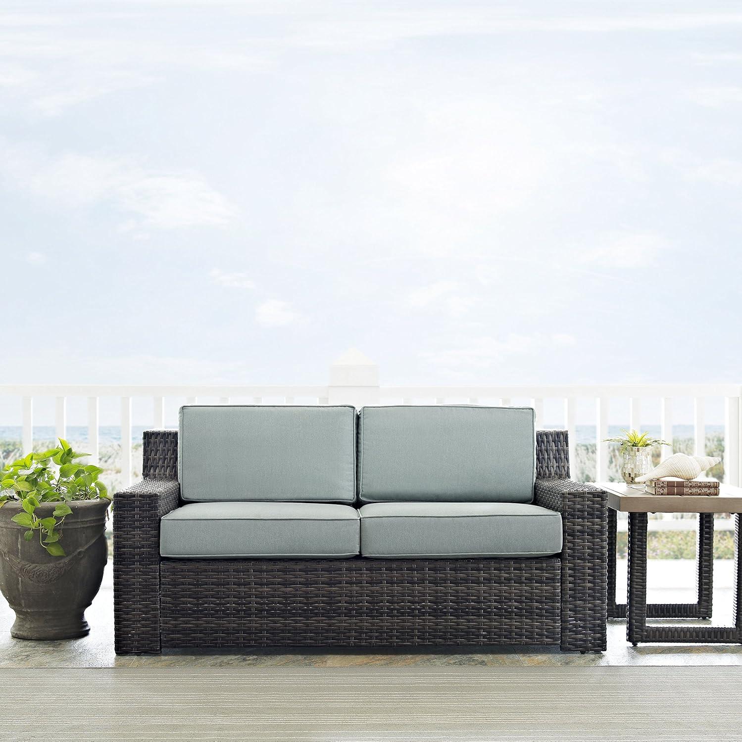 Beaufort 3pc Outdoor Wicker Seating Set with Loveseat & 2 Arm Chairs - Mist - Crosley: Weather-Resistant Patio Ensemble