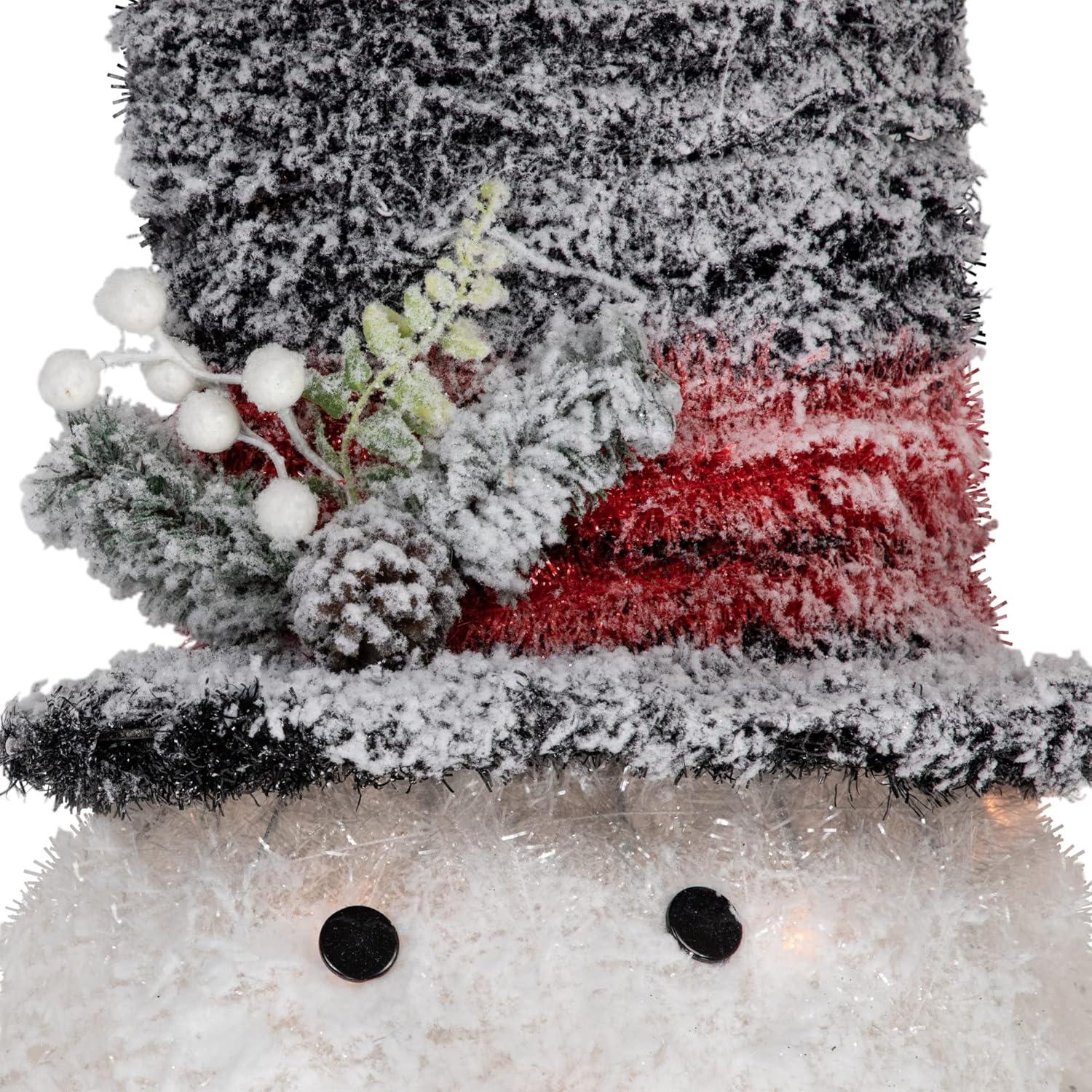 Northlight 25" Lighted Snowman with Black Frosted Top Hat Christmas Tree Topper