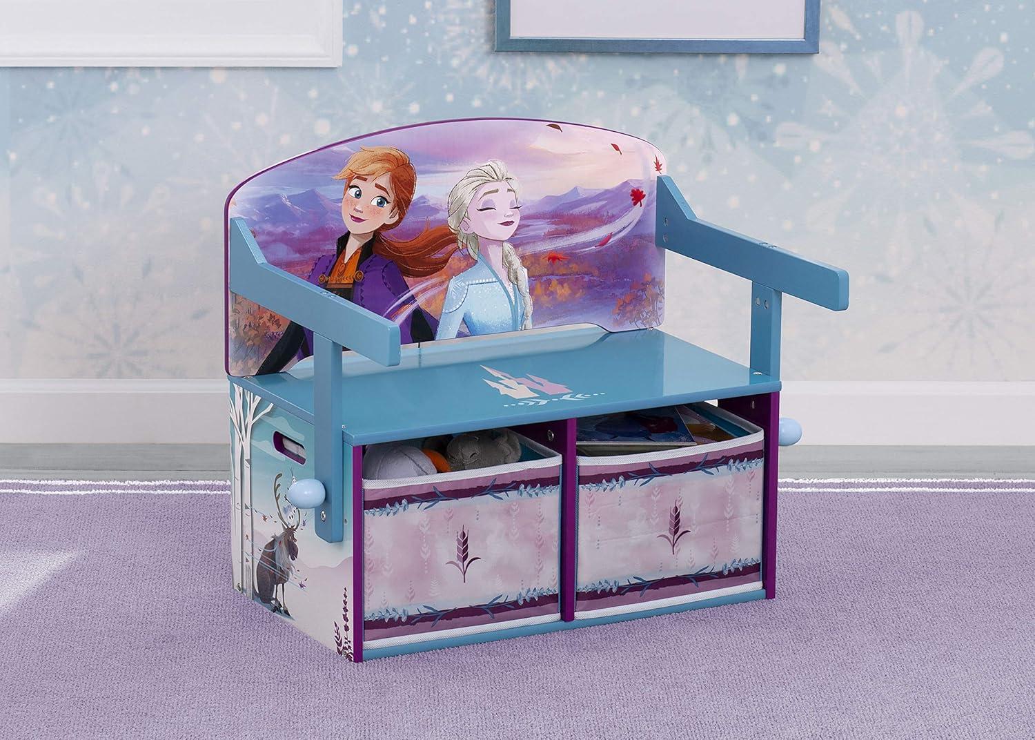 Disney Frozen 2-in-1 Activity Bench and Desk by Delta Children - Greenguard Gold Certified, Blue/Purple