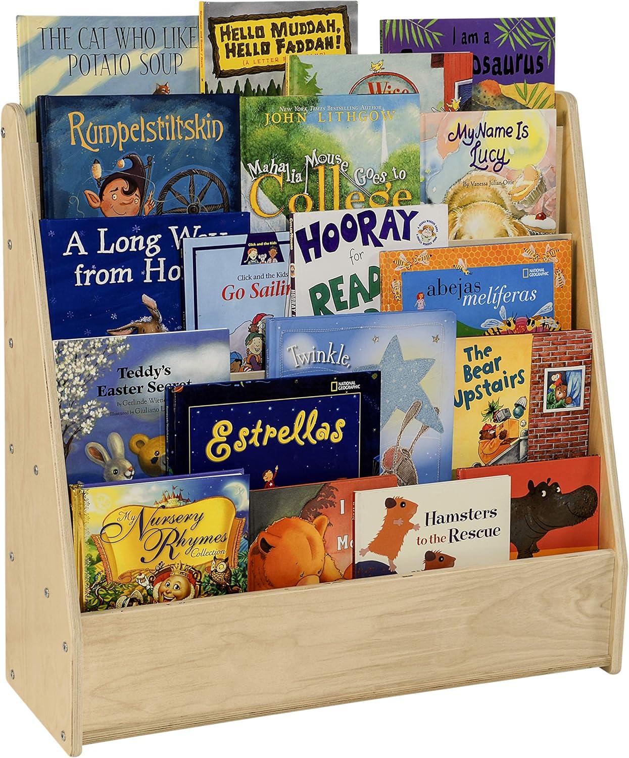 White Plywood Kids Book Display with Rear Storage