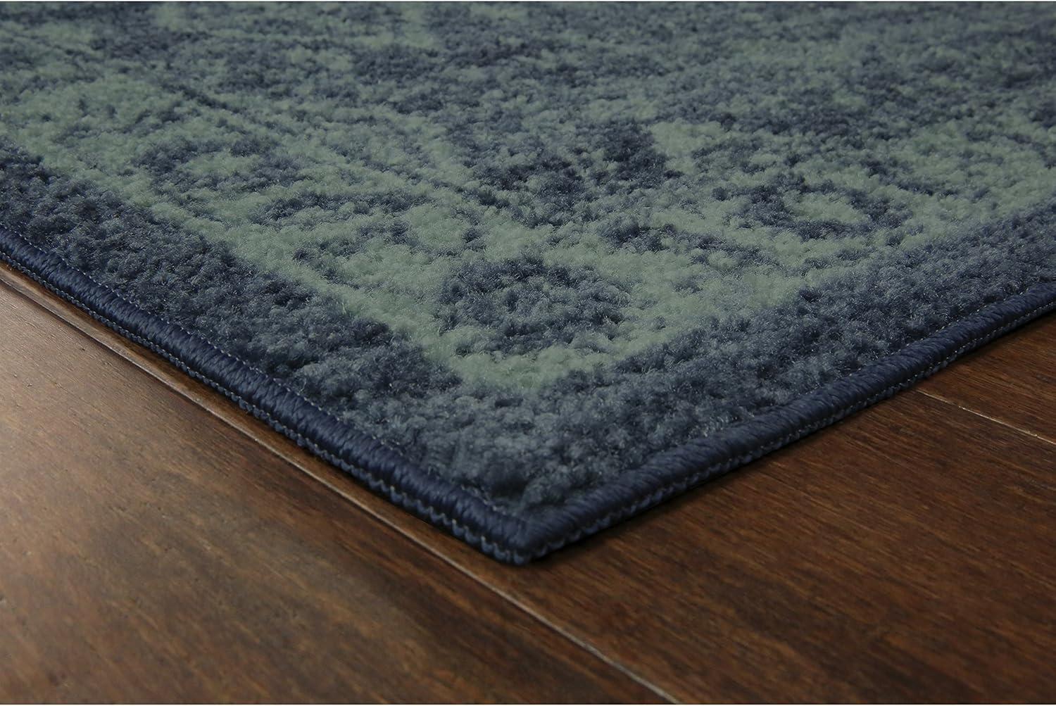 Maples Rugs Georgina Global Washable Small Entryway Accent Rug for Indoor, 2'6" x 3'10", Navy/Green