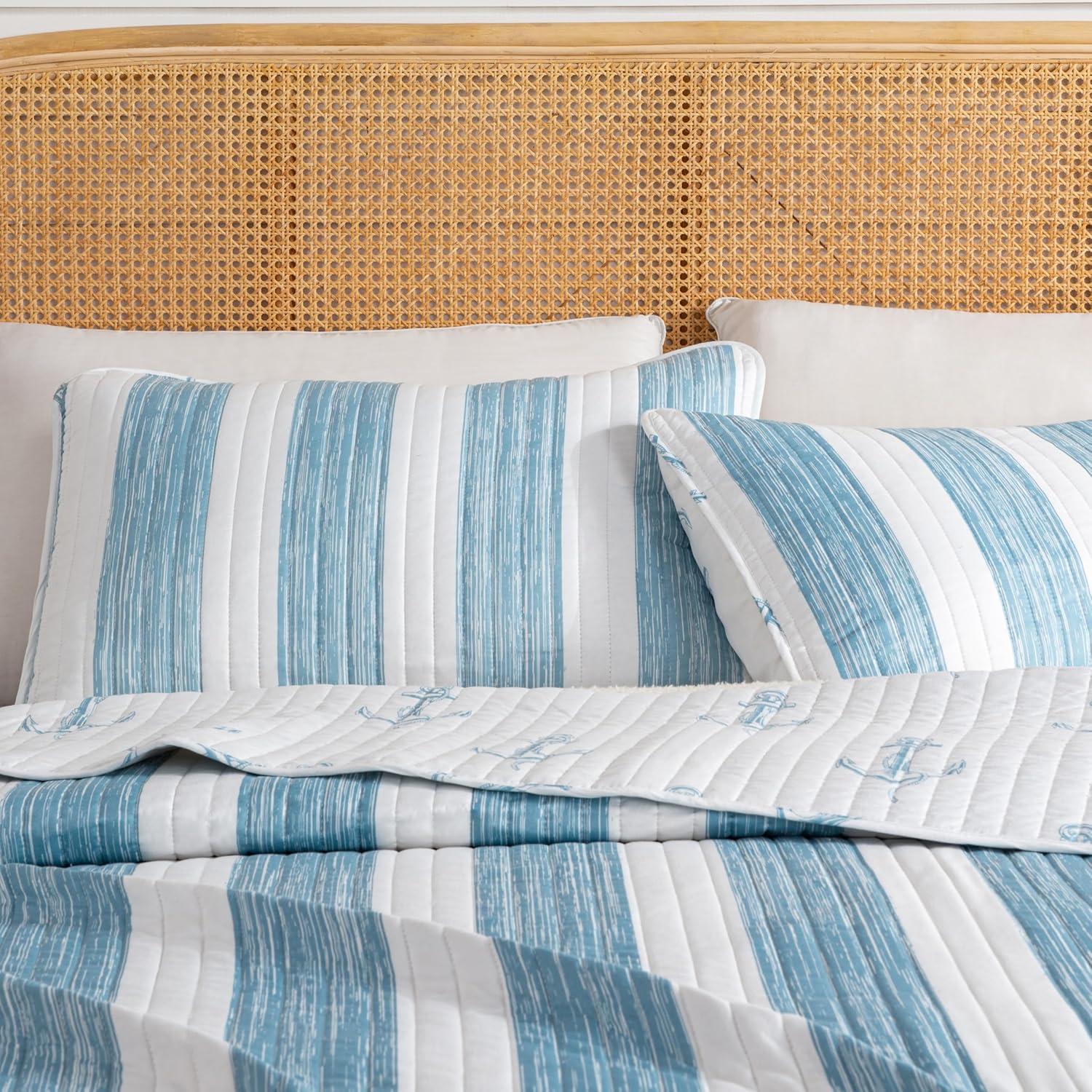 Coastal Striped Reversible Quilt Set with Shams