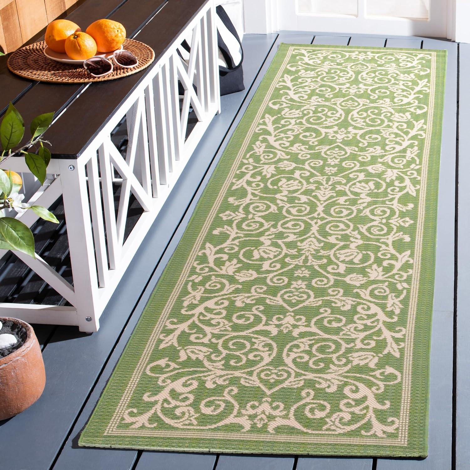 Courtyard CY2098 Power Loomed Indoor and Outdoor Runner Rug - Olive/Natural - 2'3"x10' - Safavieh