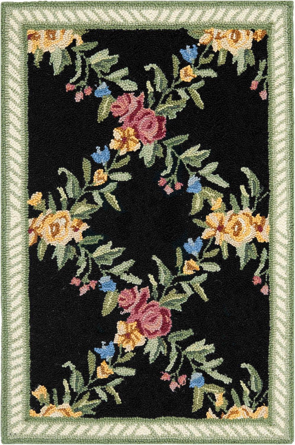 SAFAVIEH Chelsea Makayla Floral Wool Area Rug, Black, 5'3" x 8'3"