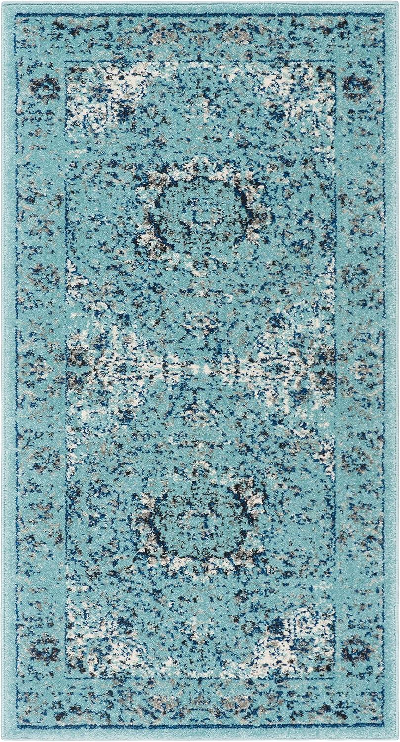 SAFAVIEH Evoke Teale Traditional Bordered Runner Rug, Light Blue, 2'2" x 9'