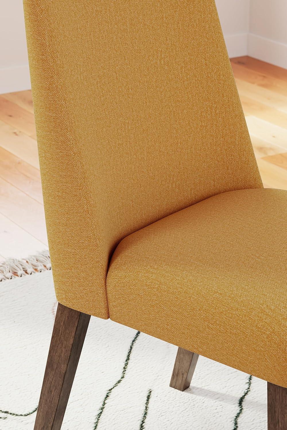 Mustard Yellow and Brown Upholstered Wood Side Chair Set