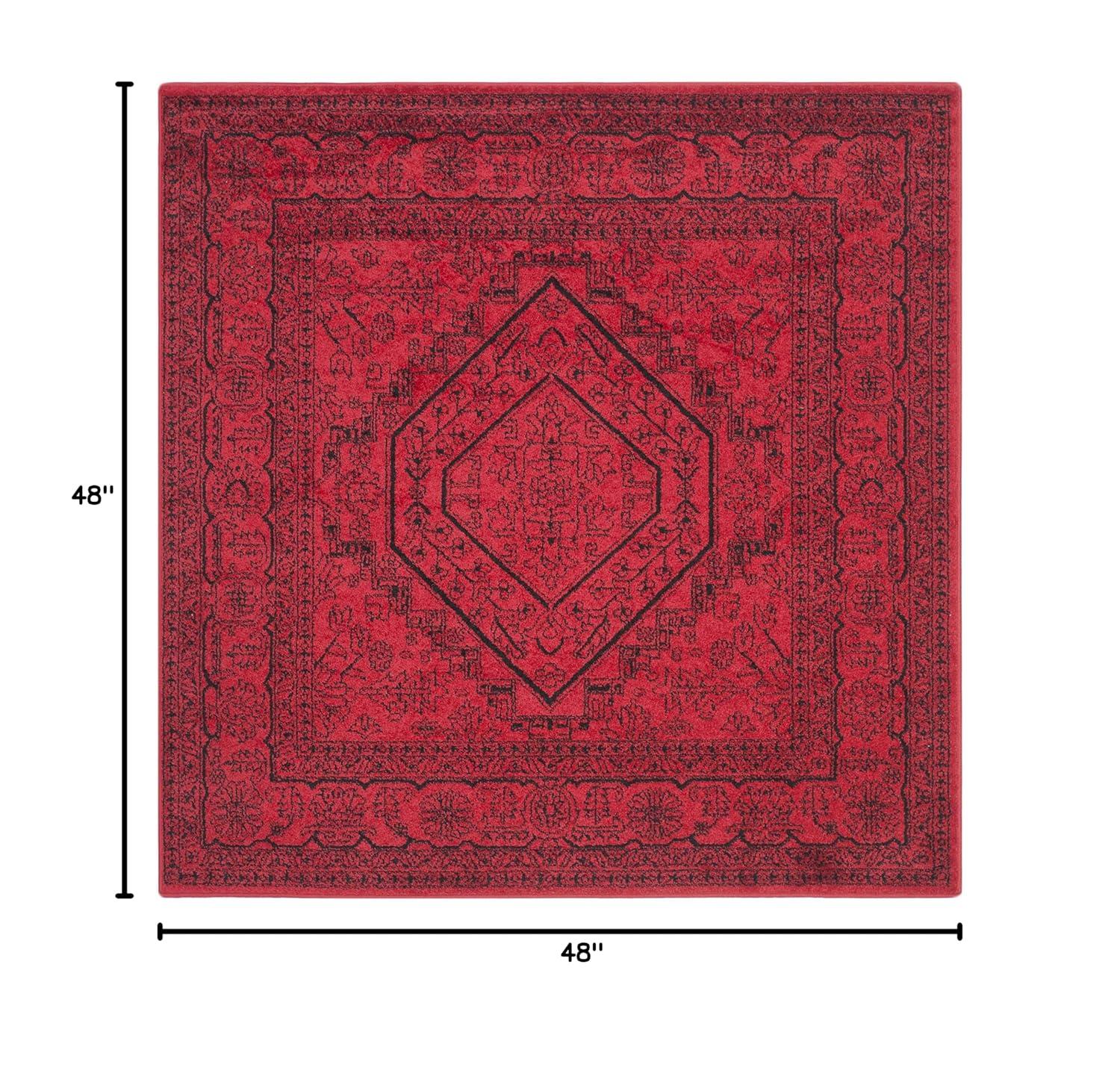 Adirondack ADR108 Power Loomed Area Rug - Red/Black - 4'x4' - Safavieh.