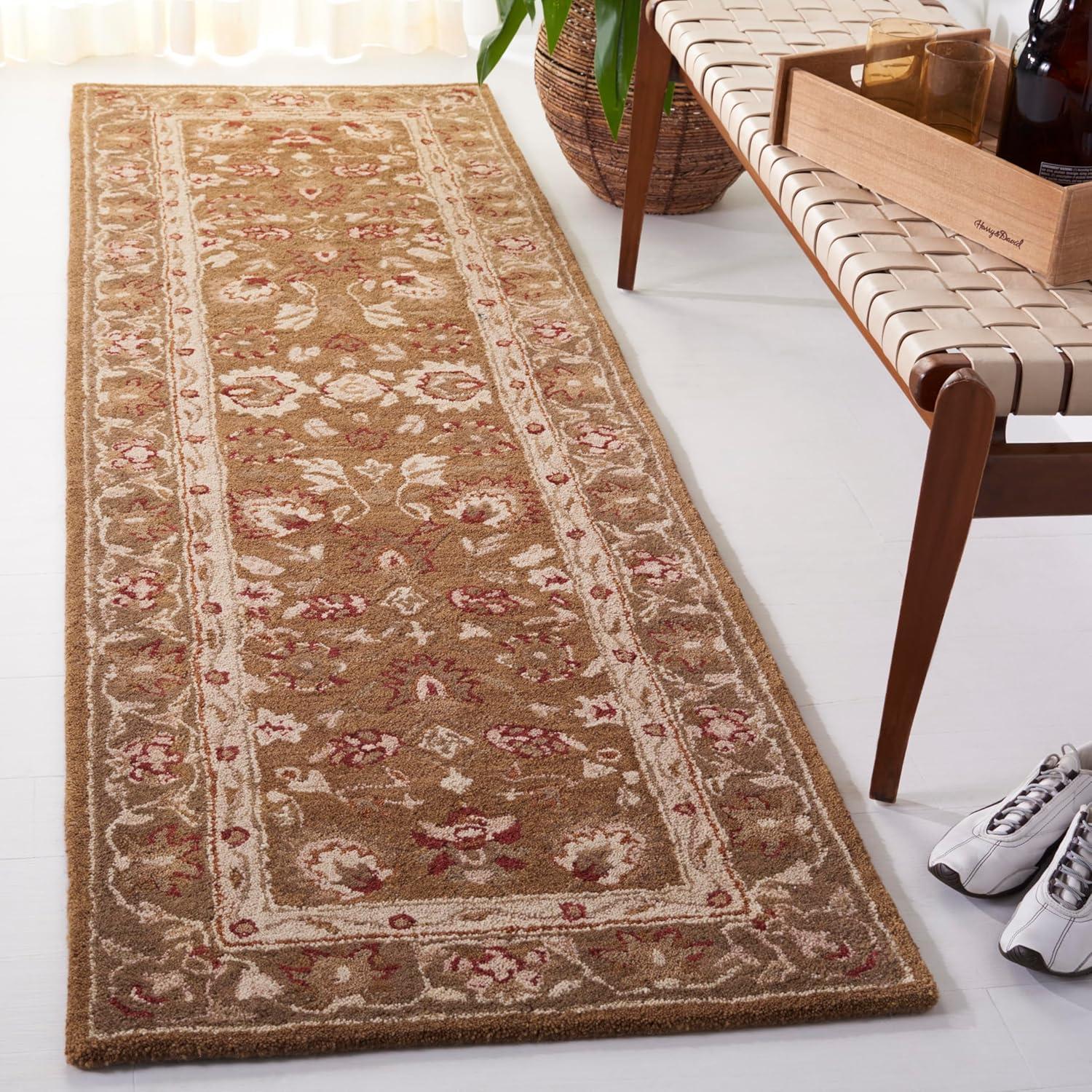 Anatolia AN512 Hand Tufted Indoor Runner Rug - Brown/Green - 2'3"x12' - Safavieh