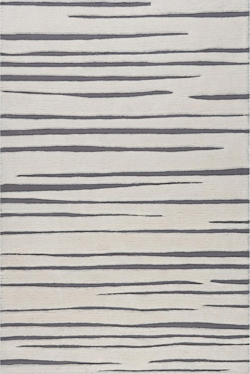 Frenshe Interiors x Rugs USA - Studio Striped New Zealand Wool Indoor Area Rug, Runner 2' 6" x 8', Studio Ivory