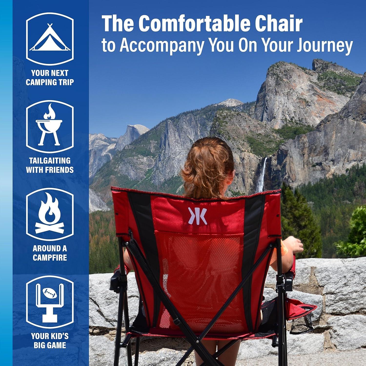 Dual Lock Portable Outdoor Chair in Red Rock with Mesh Back