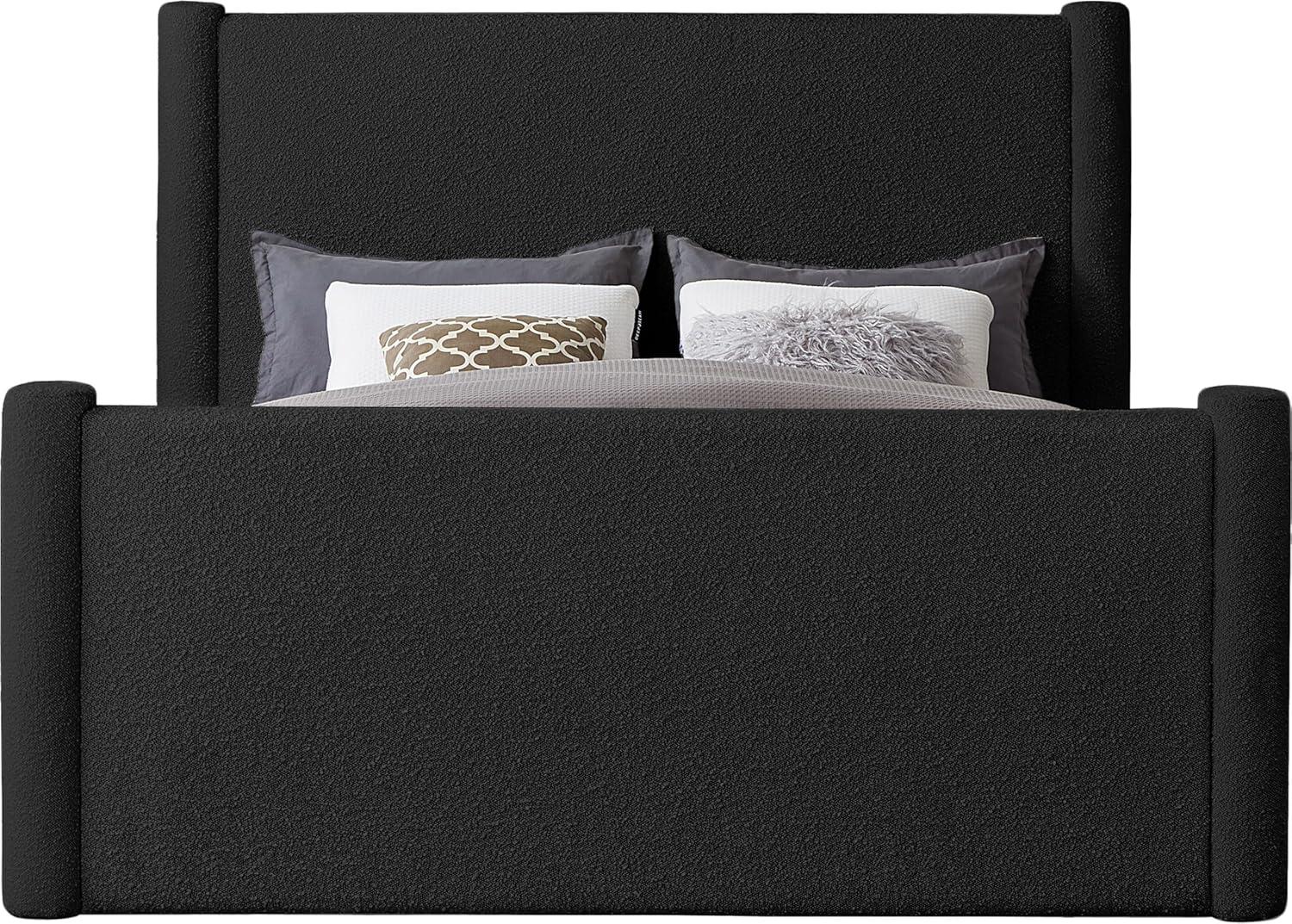 Meridian Furniture Elias Black Boucle Fabric Queen Bed