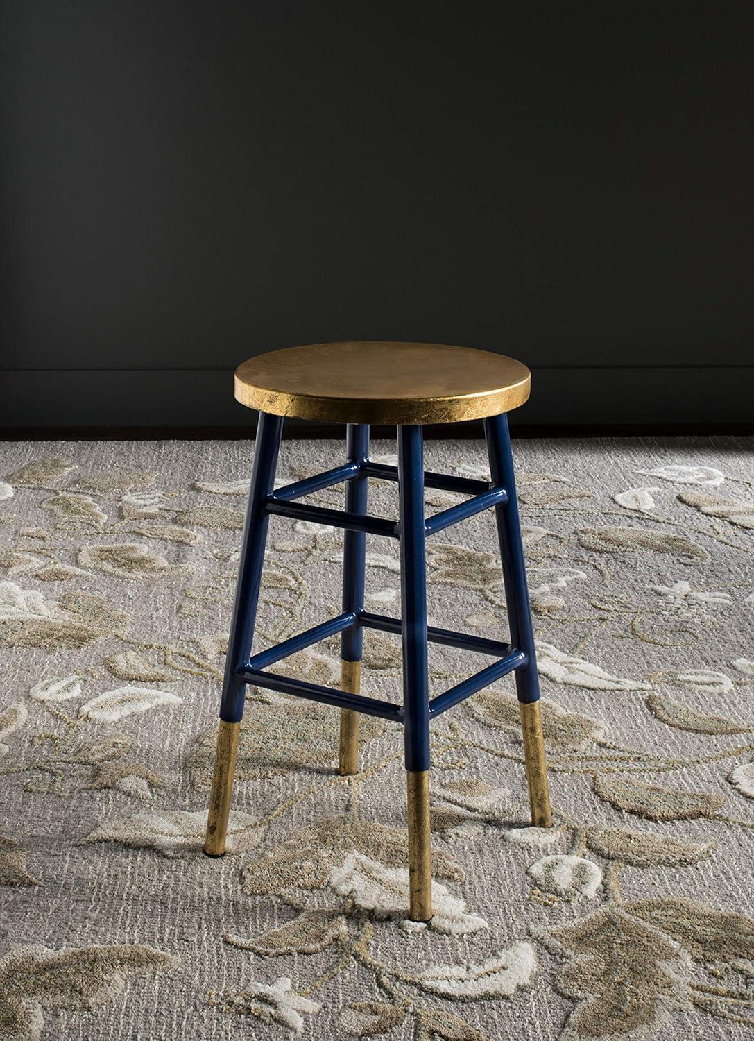 Emery Dipped Gold Leaf Counter Stool - FOX3231 - Navy/Gold - Safavieh Couture