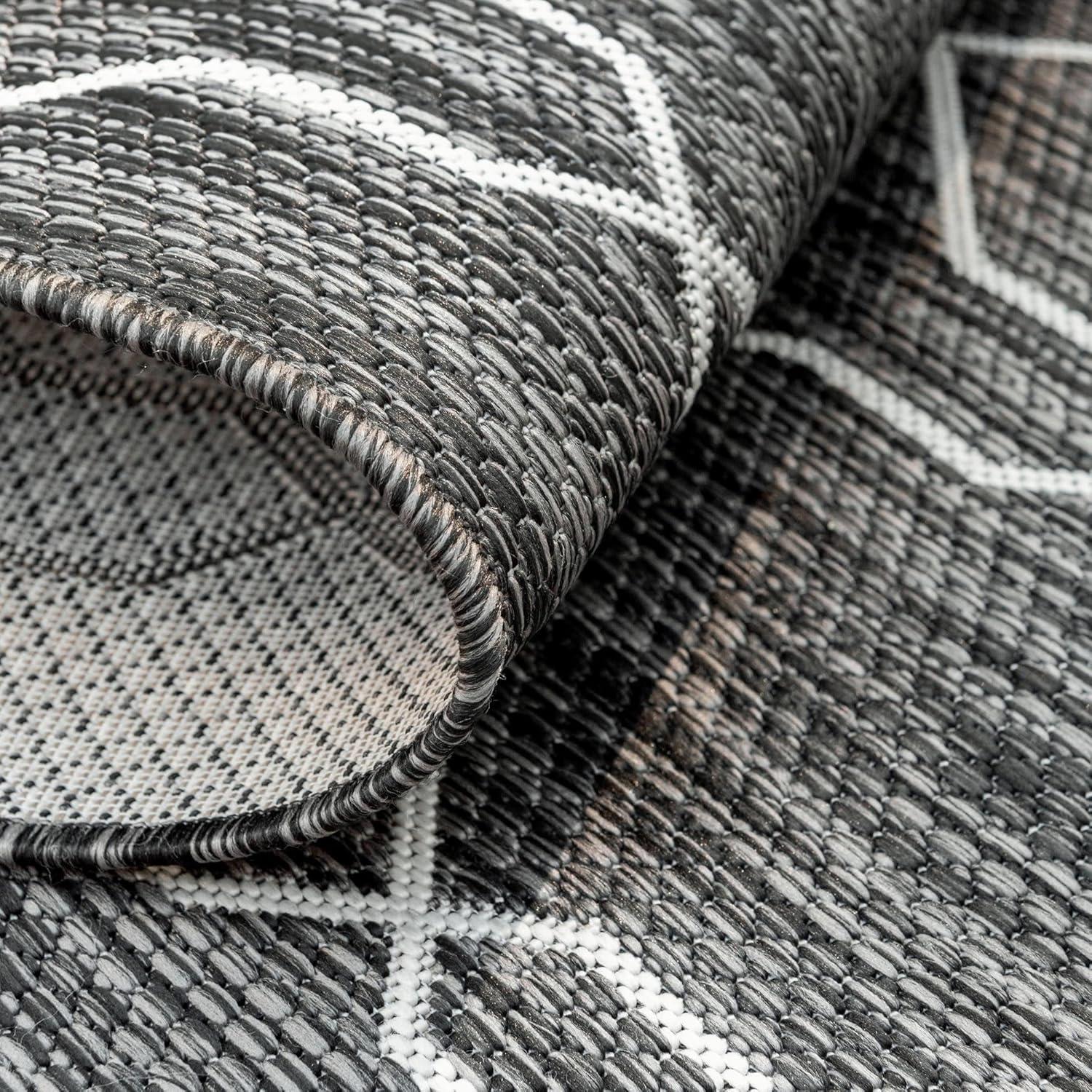 Unique Loom 2' 0 x 6' 1 Runner Indoor/Outdoor Trellis Charcoal Runner Rug