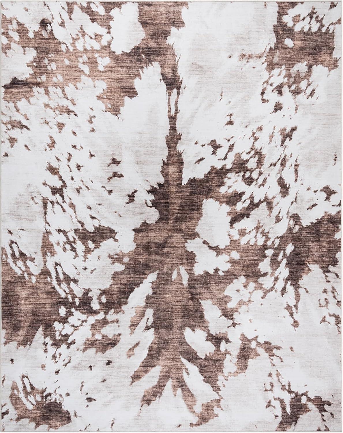 Gertmenian Crystal Print Charley Cow Modern Animal Print Brown Ivory Flat Pile Indoor Area Rug