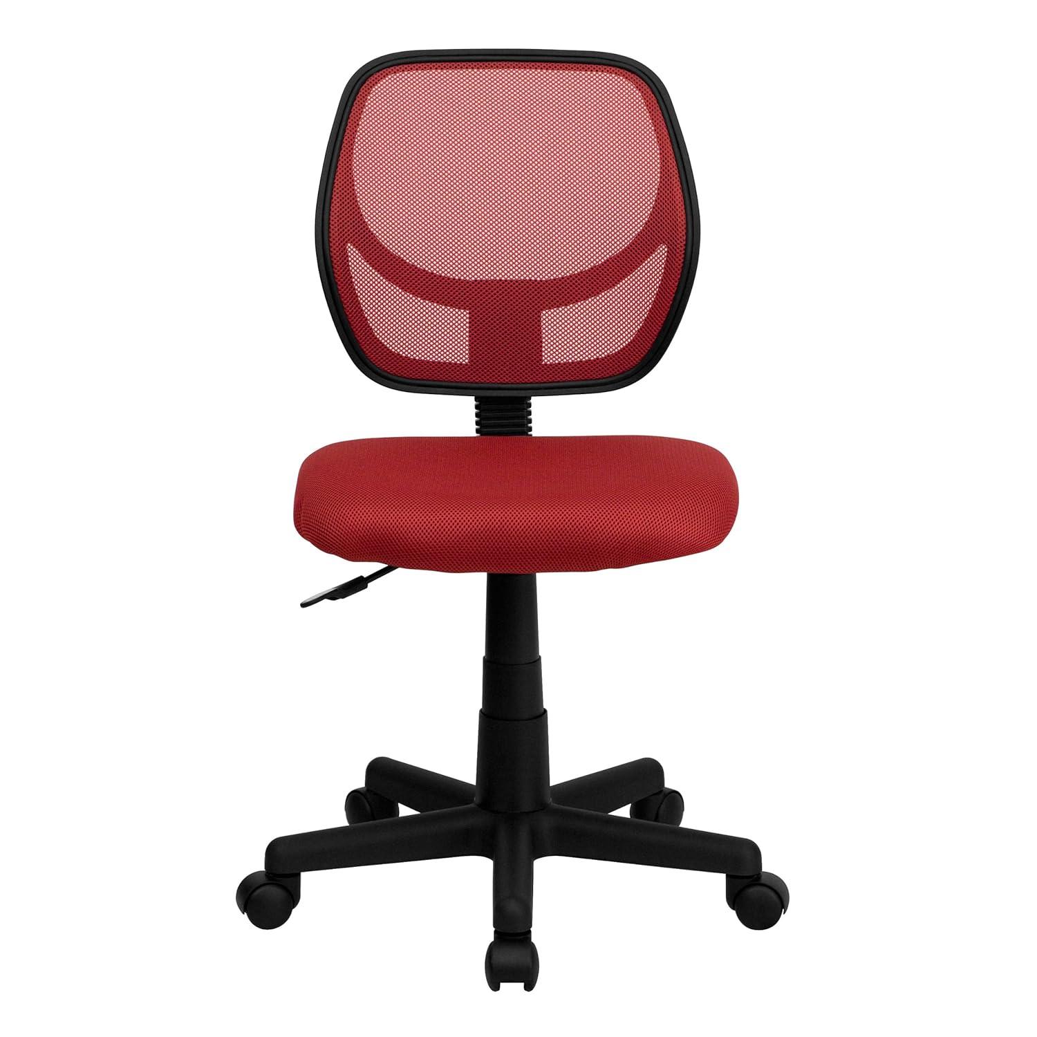 Low Back Red Mesh Swivel Task Office Chair with Lumbar Support
