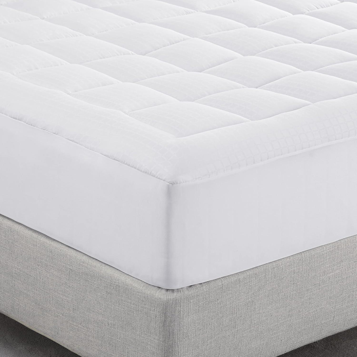 Queen White Cotton Down Alternative Mattress Cover with Deep Pockets