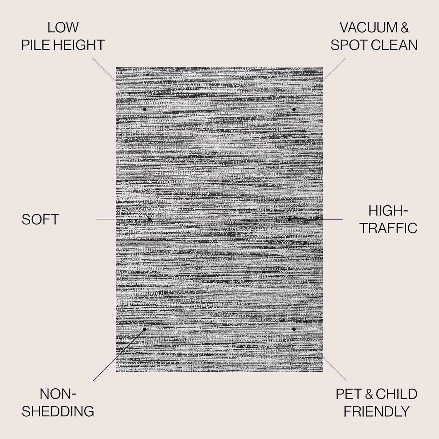 JONATHAN Y Loom Modern Strie'  Black/Gray 8 ft. x 10 ft. Area Rug