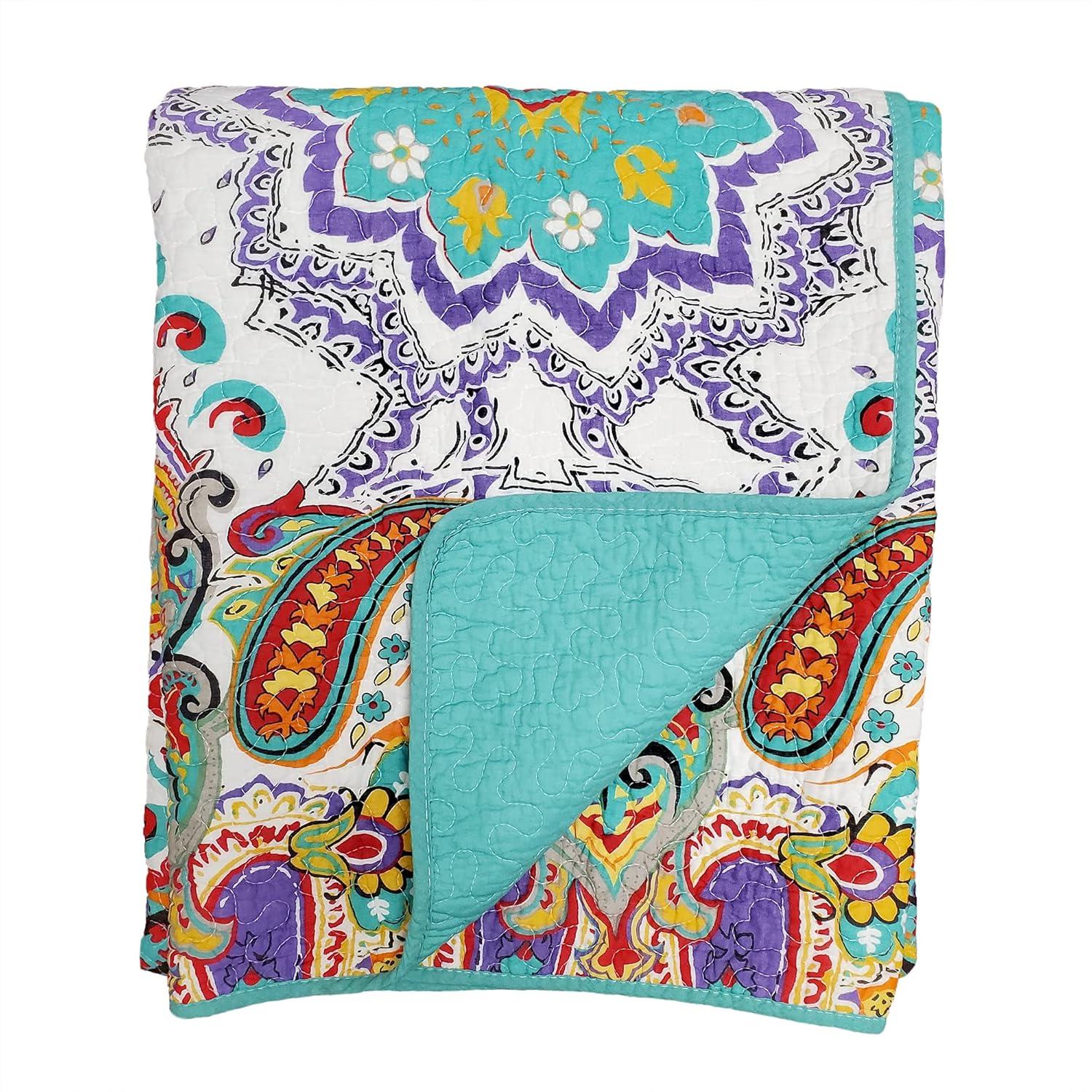 Greenland Home Fashions Nirvana Paisley 100% Cotton Quilted Throw