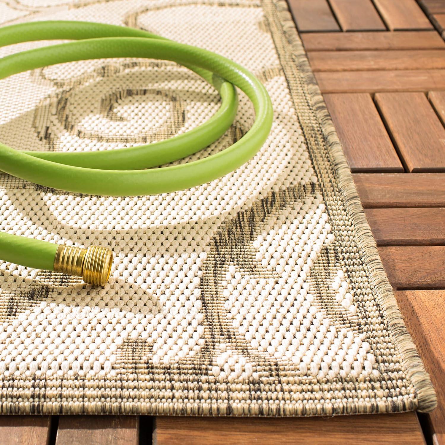 SAFAVIEH Courtyard Daniel Floral Indoor/Outdoor Area Rug, 2' x 3'7", Natural/Brown