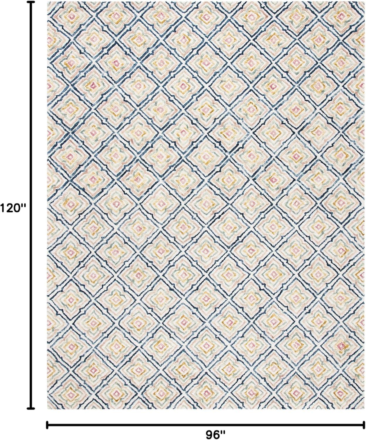 Trace TRC512 Hand Tufted Area Rug - Ivory/Navy - 8'x10' - Safavieh.