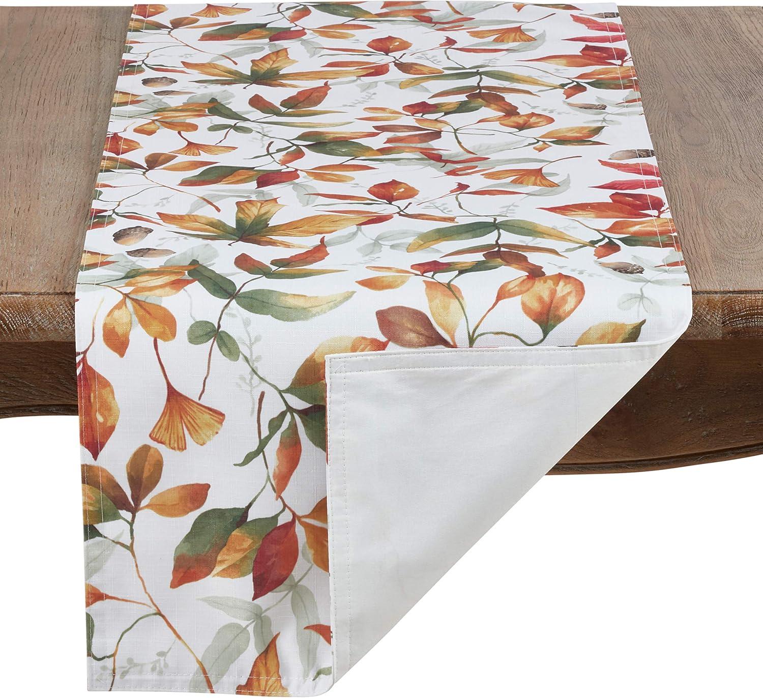 Saro Lifestyle Fall Leaf Patterned Poly Table Runner