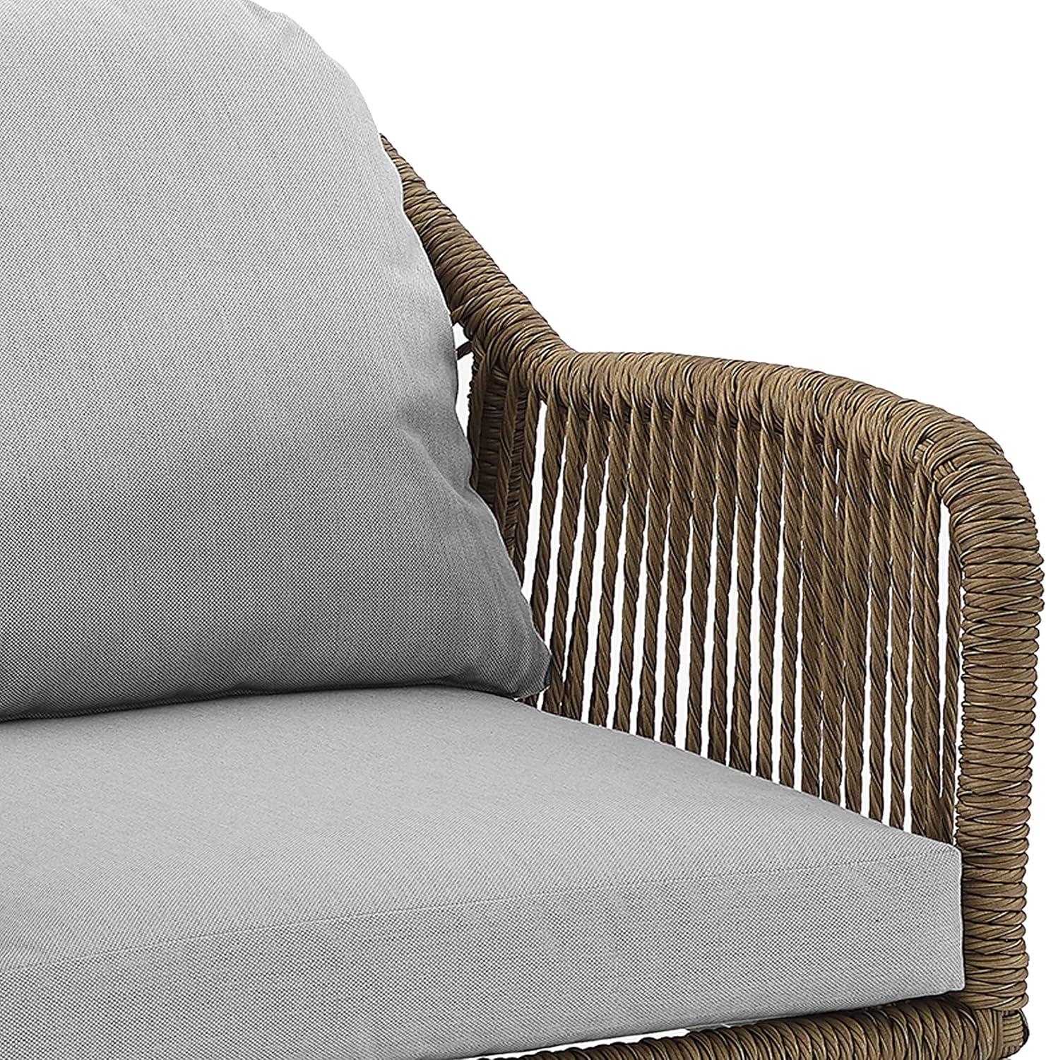 Haven 2pc Outdoor Wicker Armchair Set: Light Gray, Weather-Resistant Cushions - Crosley