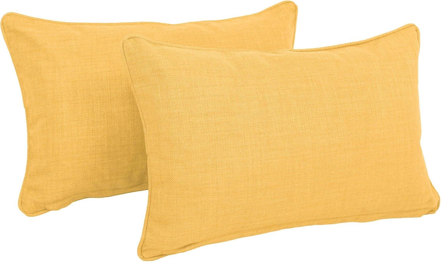 Lemon Yellow Polyester Indoor/Outdoor Rectangular Throw Pillows, Set of 2