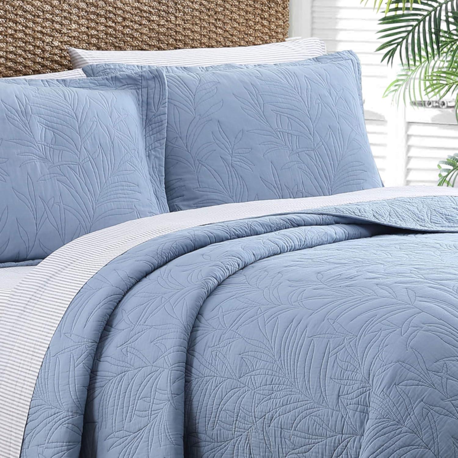 Tommy Bahama Solid Costa Sera Stitch Cotton Reversible Quilt