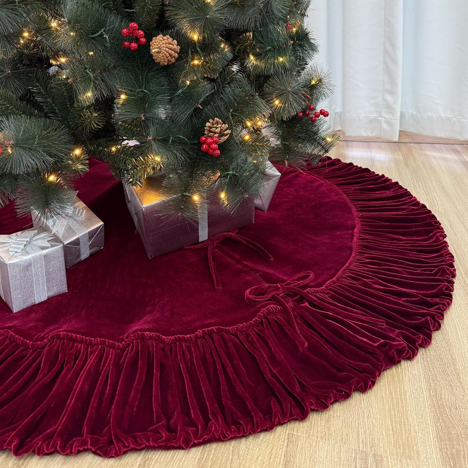 Vickerman 72" Plush Red Velvet Christmas Tree Skirt