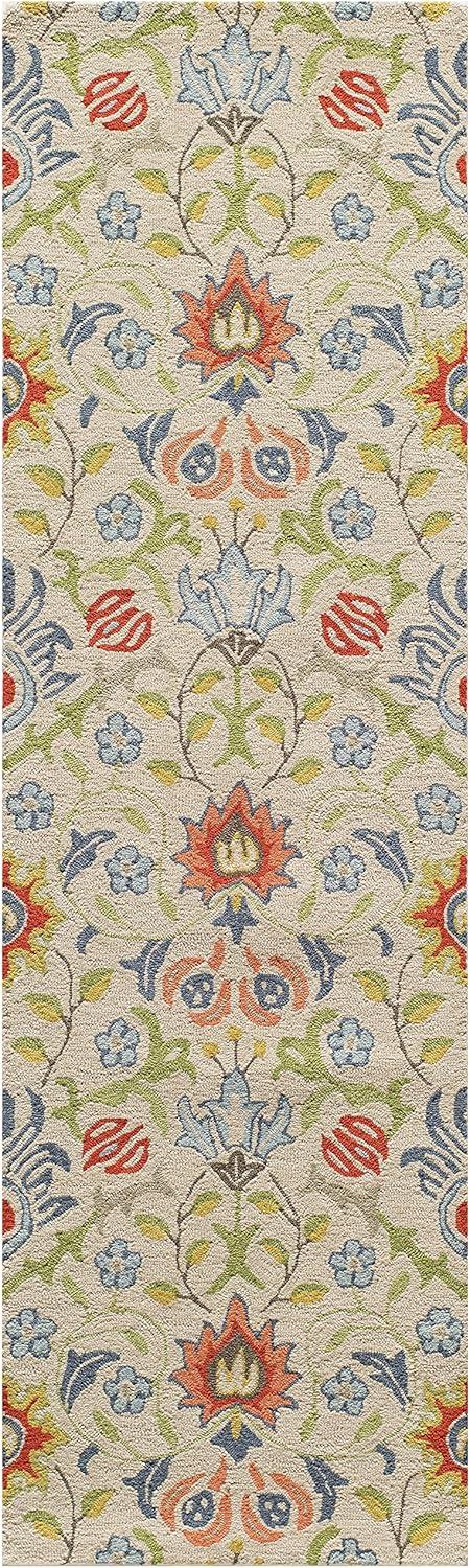 2'3"x8' Runner Ashlei Floral Rug Beige - Momeni: Wool, Hand-Carved, Tufted, Botanical Pattern, Indoor Use