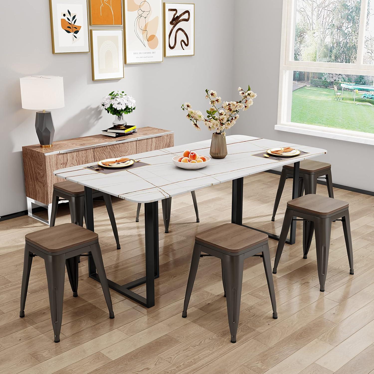 Williston Forge Apolito Counter Stool with Metal Frame (Set of 4)