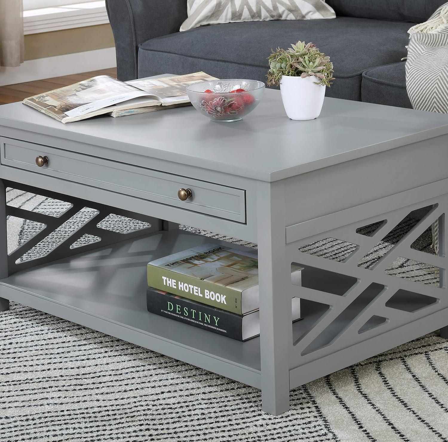 Coventry Dove Gray 36" Wood Coffee Table with Storage Drawer