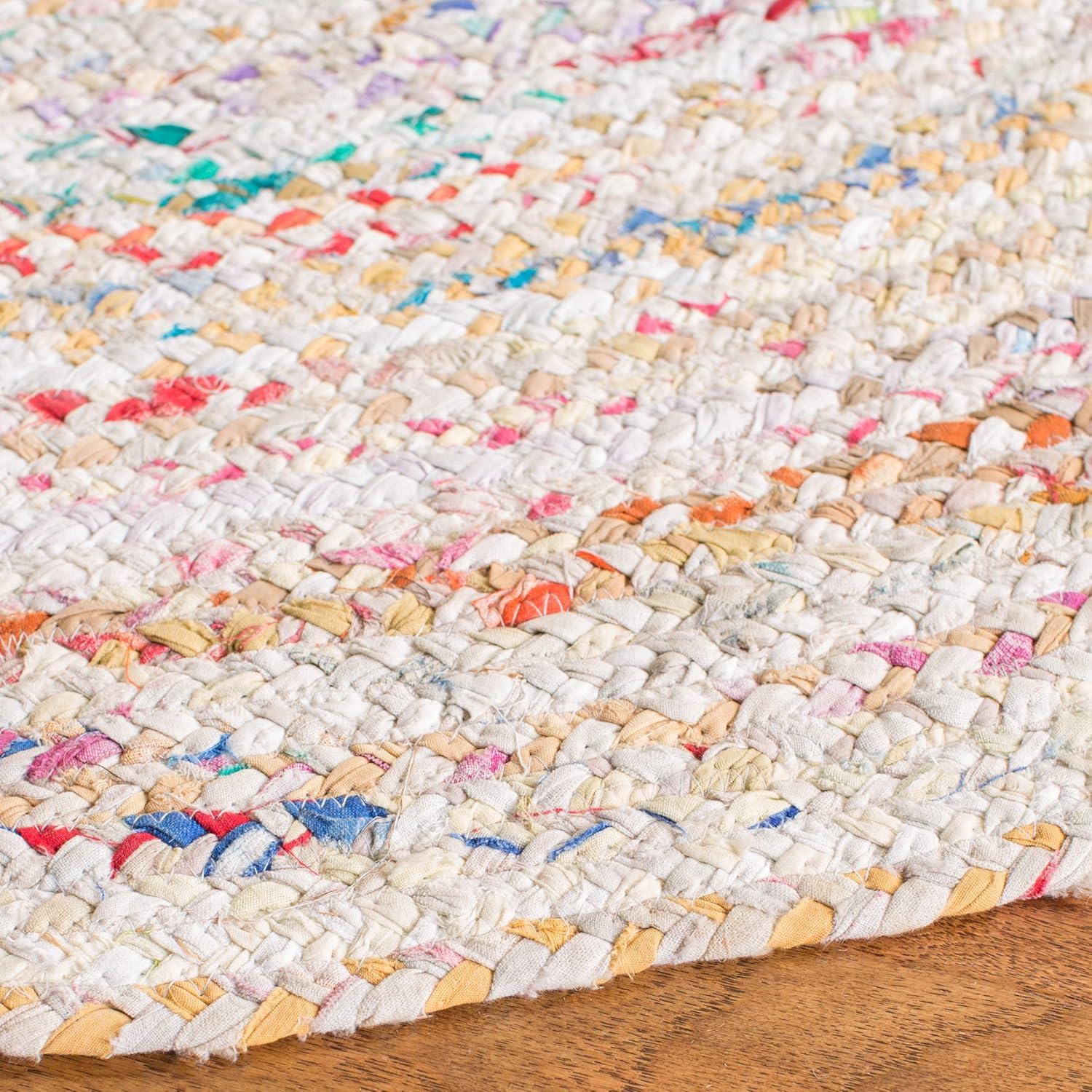 Braided BRD210 Hand Woven Area Rug - Ivory/Multi - 3'x3' - Safavieh.