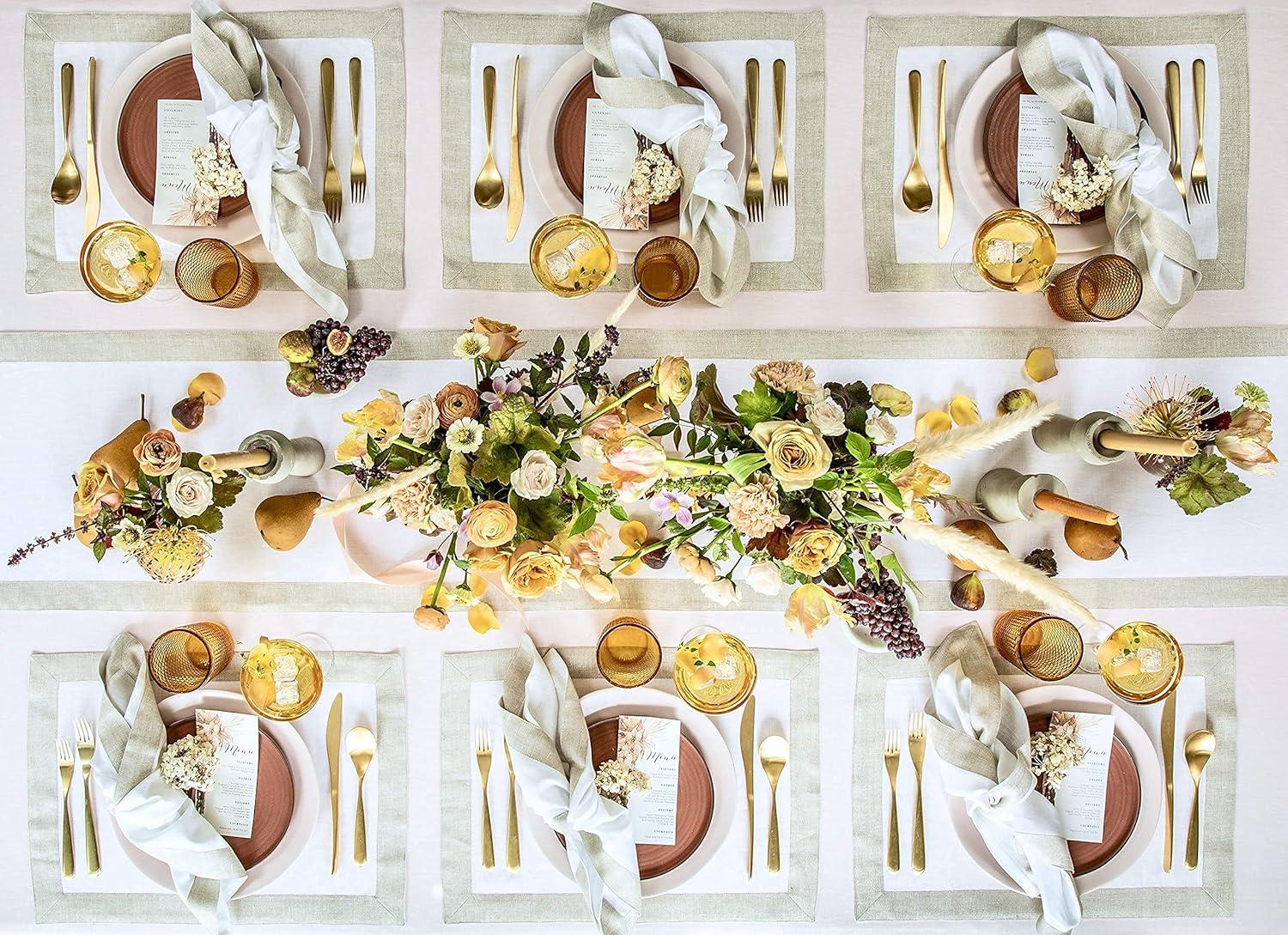 Solino Home Festive Edge Linen Table Runner