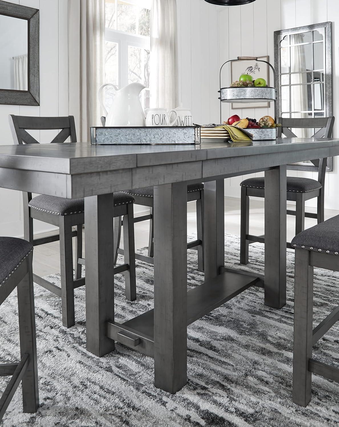 Ashley Furniture Myshanna Extension Wood Counter Height Dining Table in Gray