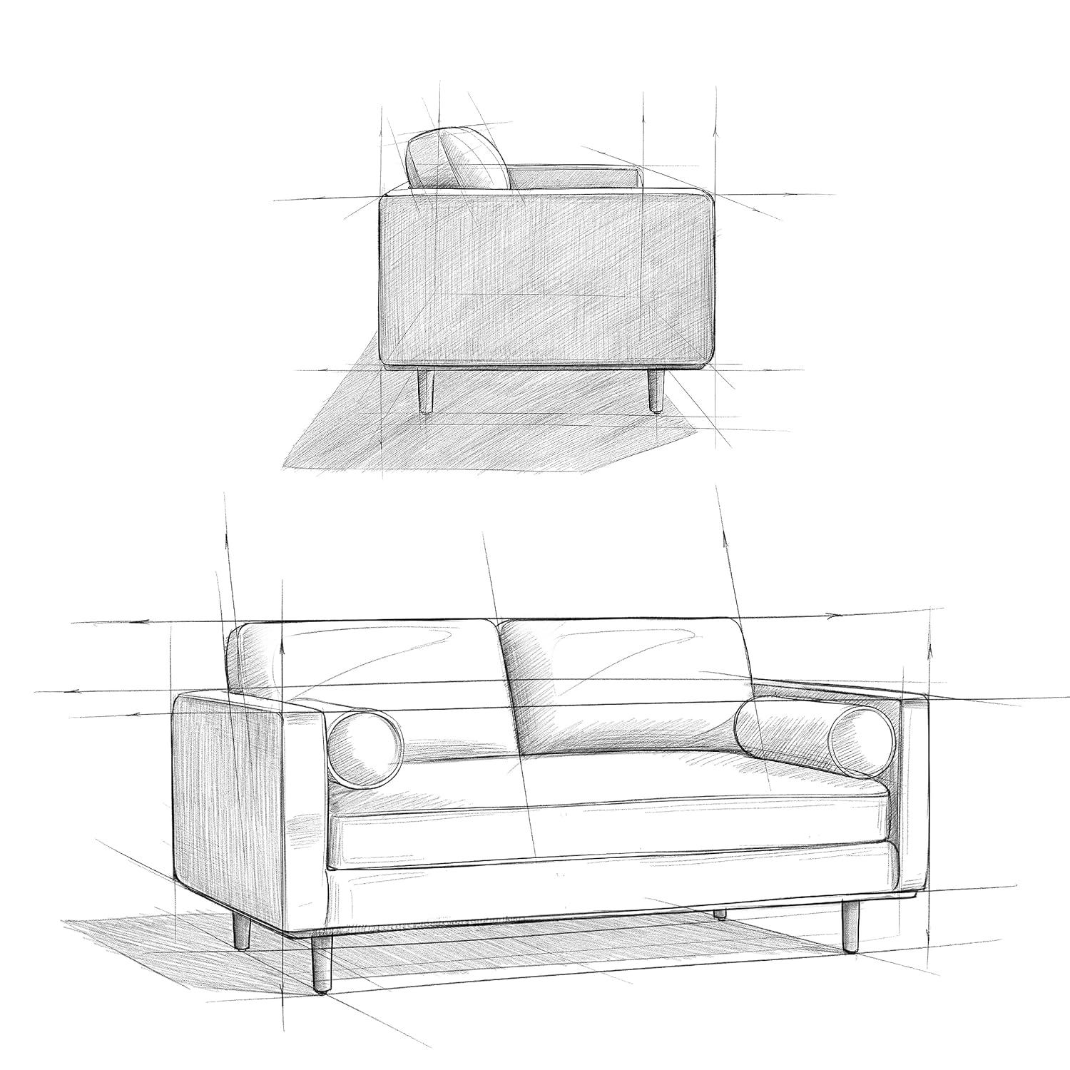 Simpli Home Morrison Genuine Leather Sofa, Mid-Century Modern Couch for Living Room, Handcrafted with Removable Cushions