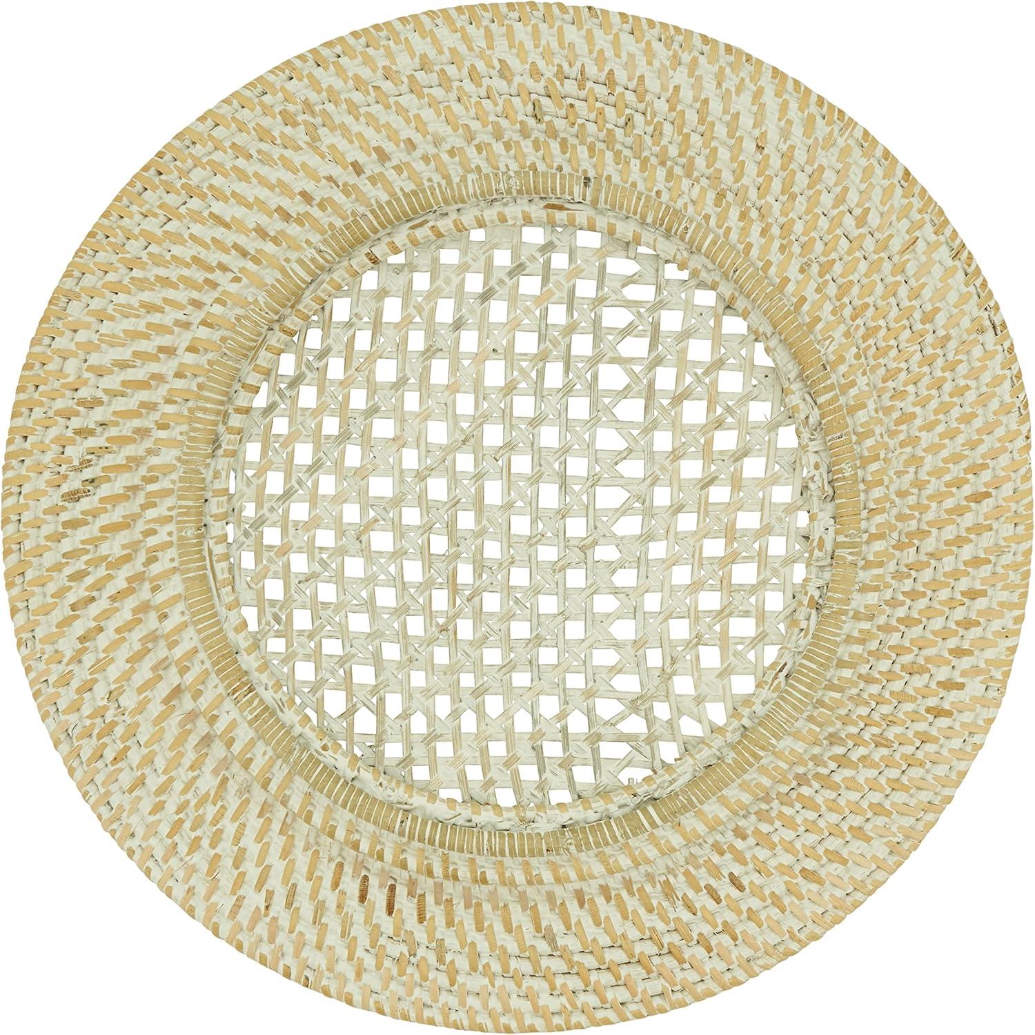 Handcrafted Natural Rattan Round Charger Plates, Set of 4