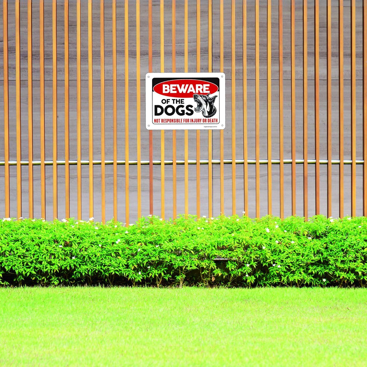 Beware of Dog Sign, 2 Pack 10"x 7" Rust Free .40 Aluminum, UV Printed- Professional Graphics- Easy to Mount- Indoor Or Outdoor Use- Beware of Dog Warning Signs for Home and Business