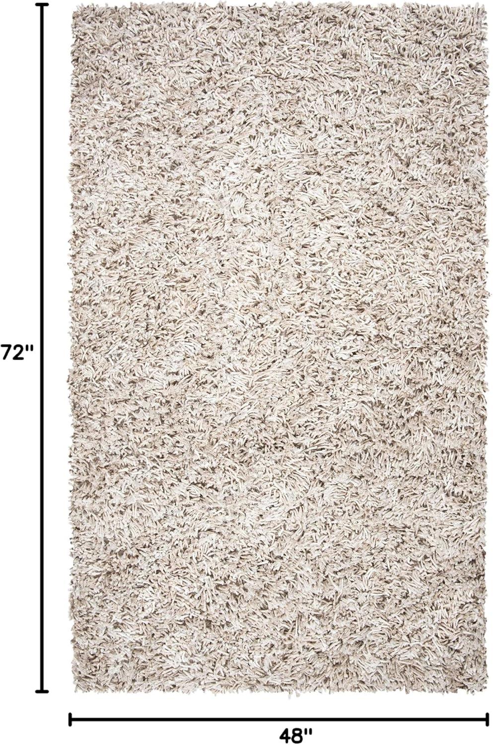 SAFAVIEH Rio Kynaston Solid Polyester Shag Area Rug, Beige/Ivory, 4' x 6'