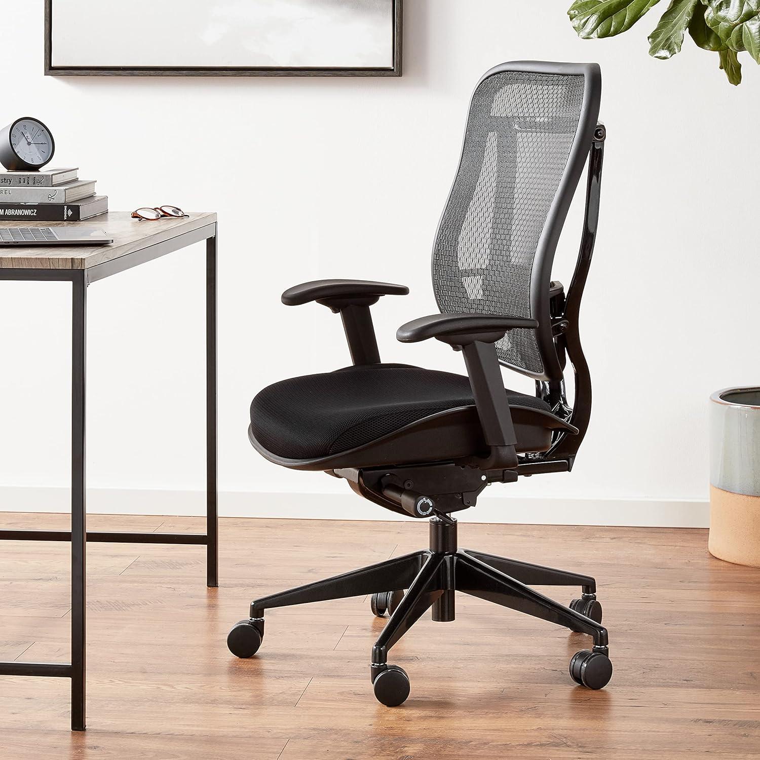 Big and Tall Executive Black High Back Chair with Breathable Mesh in Gun Metal