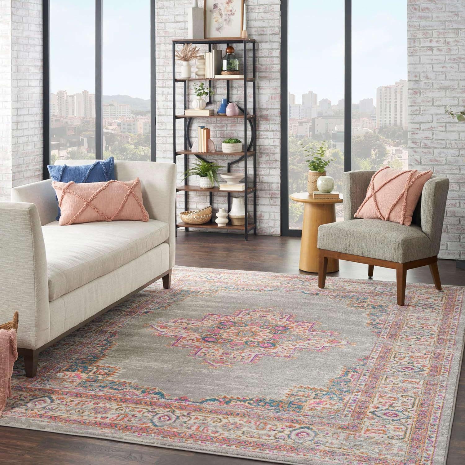 Nourison Passion Medallion Bohemian Indoor Rug Grey 8' x 10'