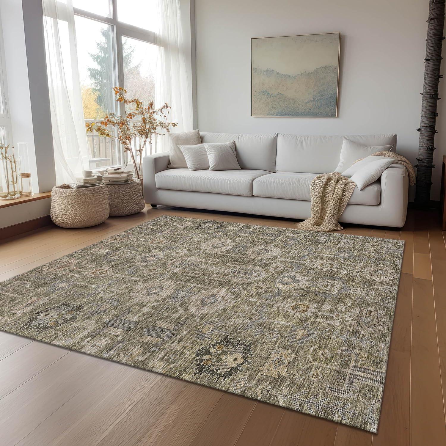 Brown Synthetic Flat Woven 9' x 12' Rectangular Area Rug