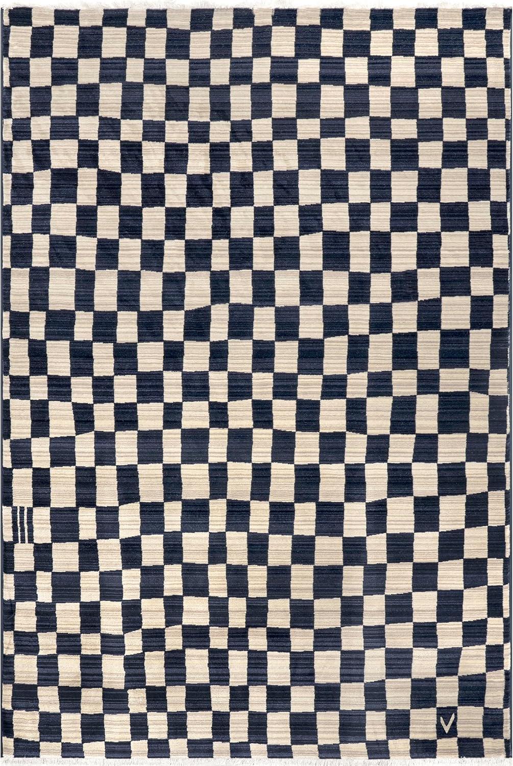 Nuloom Dominique Abstract Checkered Fringe Area Rug