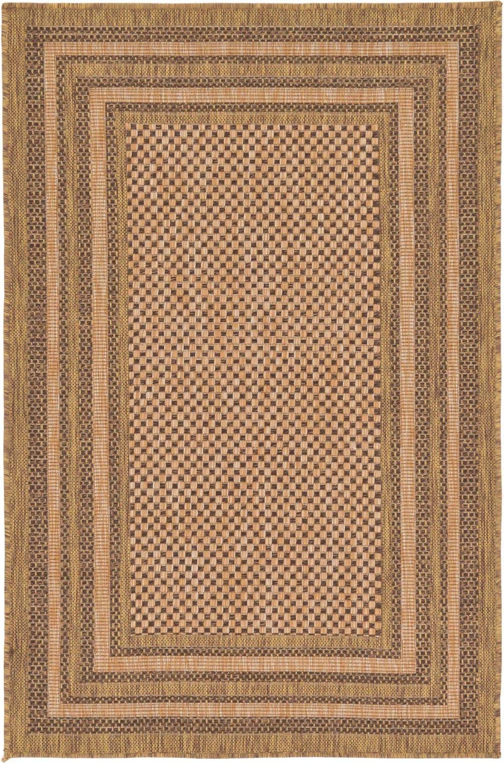 Light Brown and Gold Rectangular Outdoor Rug