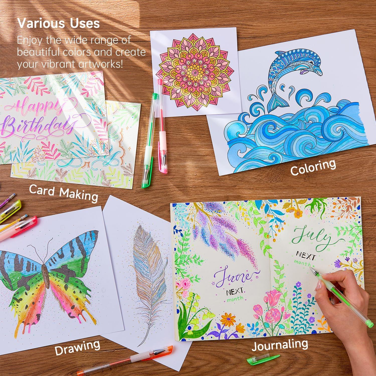 Shuttle Art 260 Pack Gel Pens Set 220% Ink Gel Pen for Adult Coloring Books Art Markers 130 Colored Gel Pens Plus 130 Refills