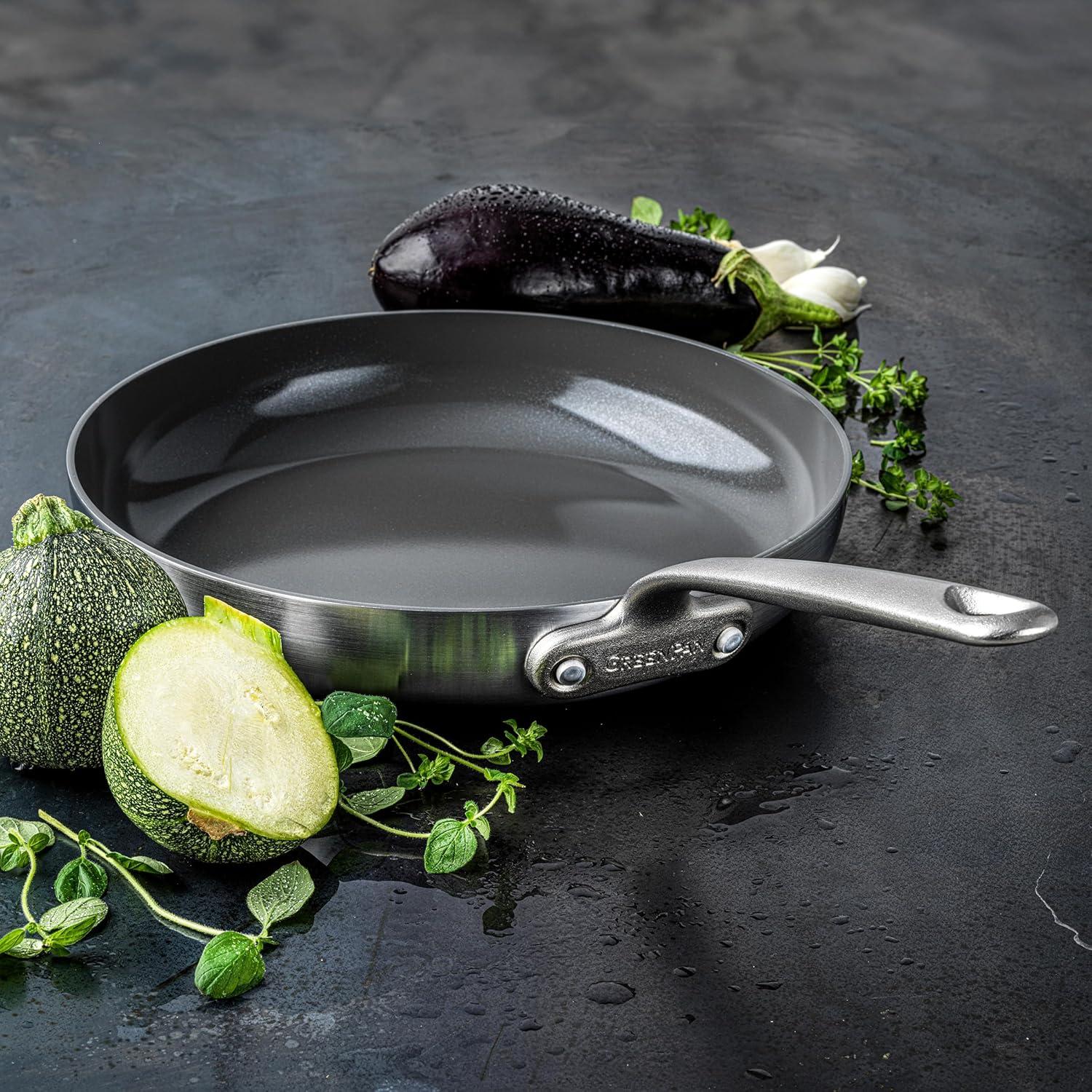 GreenPan Craft Steel 10-Piece Cookware Set with Bonus Pan Protectors, Silver
