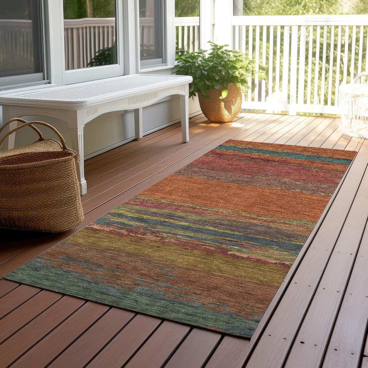 Machine Washable Indoor/Outdoor Chantille ACN1286 Terracotta Rug