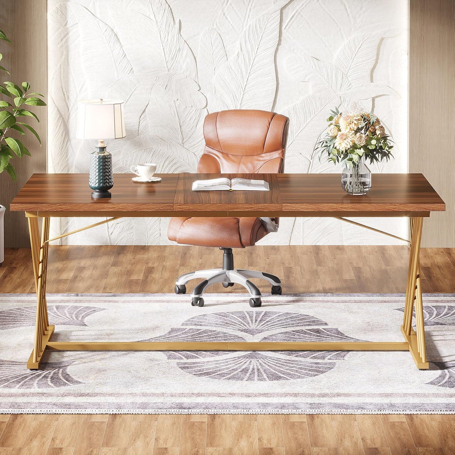 Tribesigns 63" Computer Desk, Modern Wood Home Office Desk, Computer Table Executive Desk, Study Writing Table Workstation for Living Room Bedroom Office