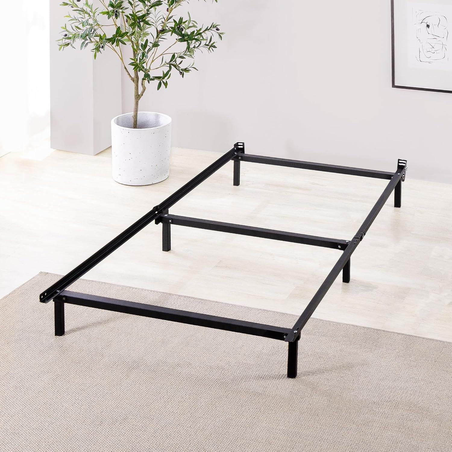 Black Twin Metal Bed Frame with Headboard Brackets