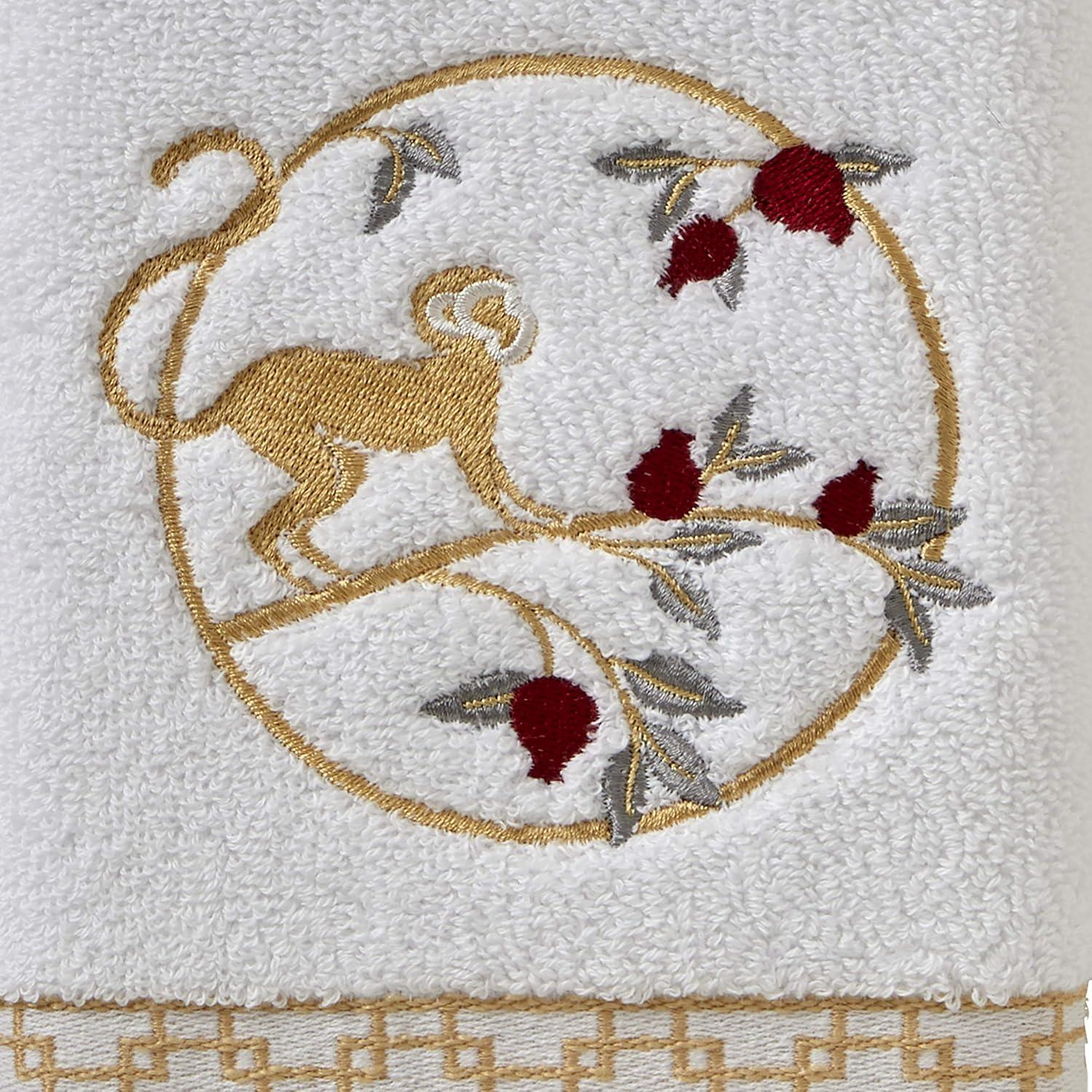 2pc Vern Yip Zodiac Monkey Hand Towel Set White - SKL Home